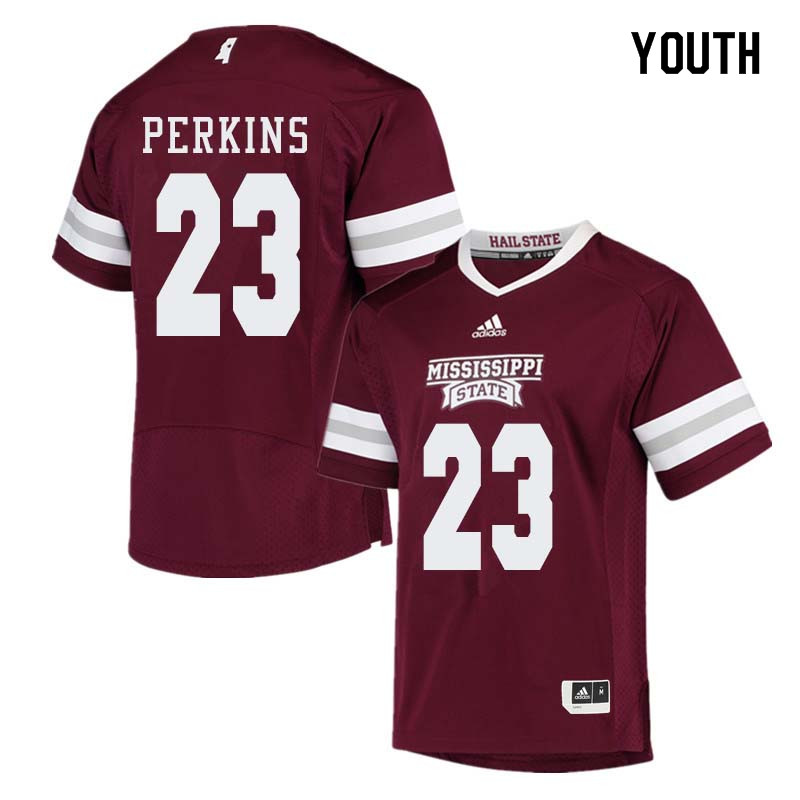 Youth #23 Allen Perkins Mississippi State Bulldogs College Football Jerseys Sale-Maroon